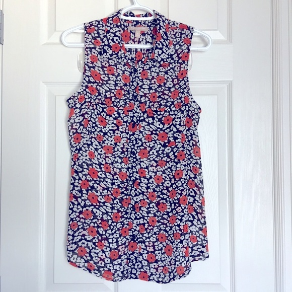 Banana Republic Tops - BANANA REPUBLIC Orange Floral Sheer Blouse Size S
